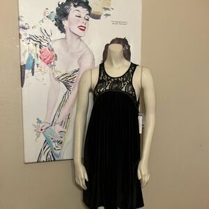 Black Lace Velvet Dress